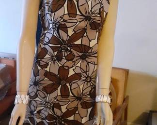 Vintage Hawaiian Barkcloth Waterfall Maxi main