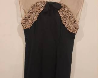 50s Black Taupe Sheer Bombshell Dress