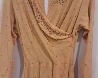 40s Maxi yellow with inset beading crepe gab rare