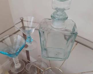 Bar Liquid Decanter Bottle Aqua Glass