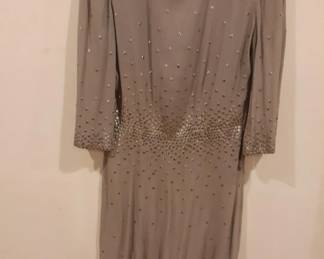 40s grey crepe gabradine dress with silver rivets