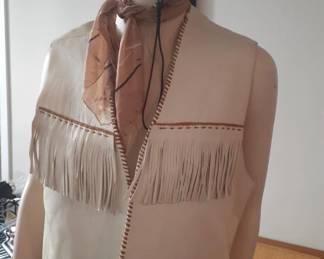 Leather Fringe Western Vest