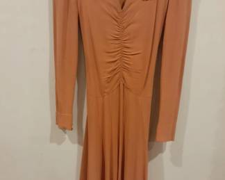 40s musrard crepe dress