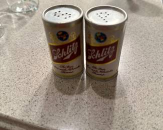 Schlitz salt and pepper shakers