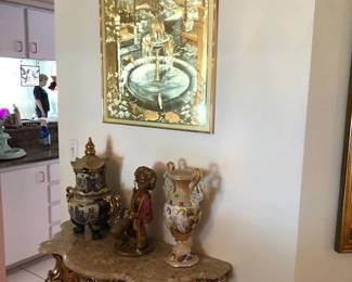 Pictures on walls and vases