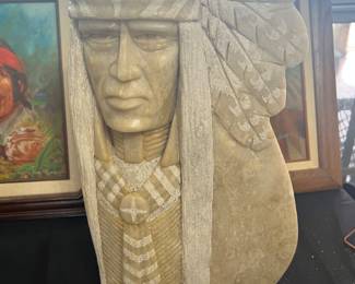 Alabaster Stone Native American Statue
