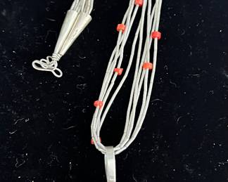 Nancy Custer Coral Cross Pendant Necklace