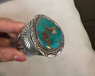 Stover Paul Signed Turquoise cuff bracelet 
