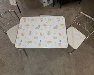 Chrome childs table and 2 chair set