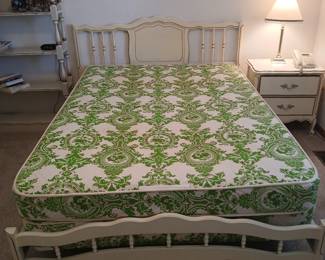 French Provential full size bed, bookshelf and nightstand 