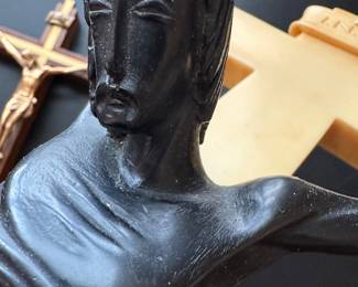 A STUNNING Ebony Christ on the Cross Crucifix. Signed on the back, Made In Italy.