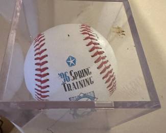 An EXCELLENT 1996 Spring Training MLB Baseball in Sealed Acrylic Box! Looks to be a giveaway from the Chrysler Corporation! (See the logo at the top of the pic!)