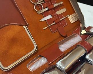 An absolutely FANTASTIC MINT Mid Century Leather Gentleman's Travel Kit! IN PERFECT CONDITION! UNUSED! COMPLETE!