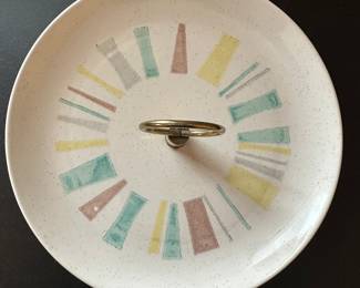 A terrific Vintage MCM Vernonware ANYTIME pattern Tidbit/Serving Tray!