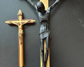 A STUNNING Ebony Christ on the Cross Crucifix. Signed on the back, Made In Italy.