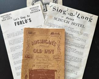 Another sampling of Saginaw MI Collectibles! Here are small books and pamphlets from the Old Town Schuch Hotel that is still standing in  Old Town Saginaw!
