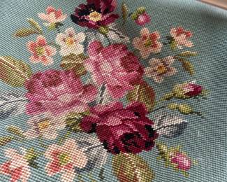 Outstanding Victorian Antique needlepoint Wooden  Platform Rocking Chair!