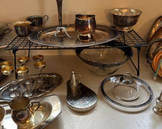 Lots of vintage silver serving pieces! Plate and STERLING! (This pic is all silver plate!)