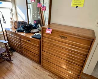 Here are the two matching dressers that go with the bed! Solid Walnut! Made by American of Martinsville! This is a three piece bedroom set! Buy one or all three pieces!