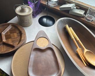 As at every estate sale, we have a wide selection of everyday housewares! Here are some nice wooden MCM pieces!