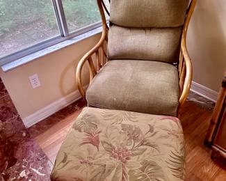 Vintage Laneventure Ratan Chair and Ottoman