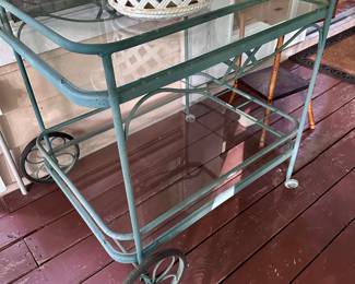 Large Iron and Glass Cart