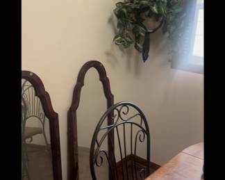 Mixing bowls, plant, hanging macrame, mirrors 