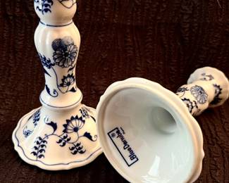 Blue Danube porcelain candlesticks
