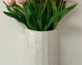 Ceramic wall planter with faux tulips