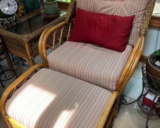 Wicker armchair and ottoman