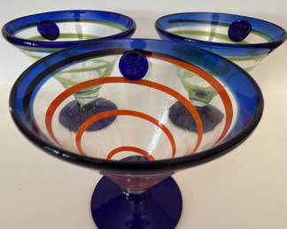 Kosta Boda Royal Caribbean hand blown glass margarita glasses