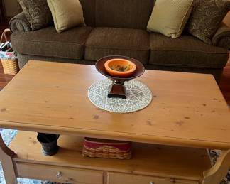 FlexSteel brown sofa with Ethan Allen coffee table