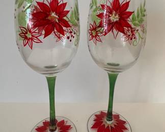 Pier 1 poinsettia wineglasses