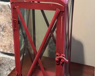 Red metal candle lantern