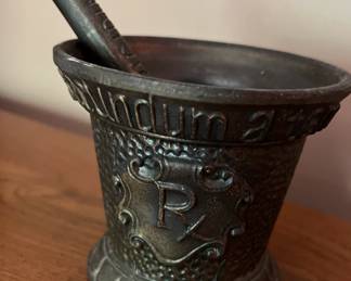 Vintage Apothecary Coricidin Mortar & Pestle Brass Rx Secundum Artem