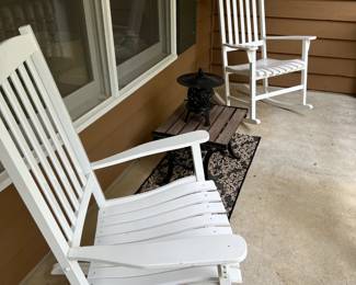 White wood rockers