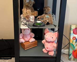 Black cabinet with frosted glass shelves