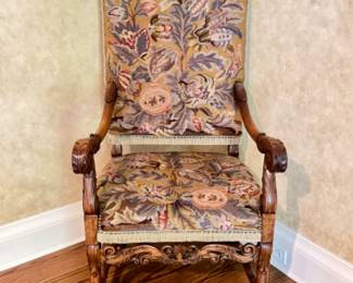 Ornate needlepoint armchair