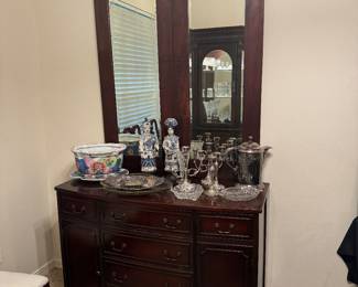 Buffet, mirror is a separate piece made from antique doors