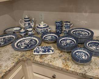 Blue Willow dishes and serving pieces