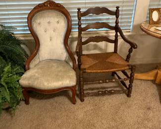 Assorted antique chairs and rockers 