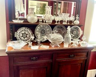 ANTIQUE MIRRORED BUFFET.