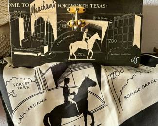 FANTASTIC VINTAGE MEACHAM'S DEPARTMENT STORE HANDBAG AND SCARF.