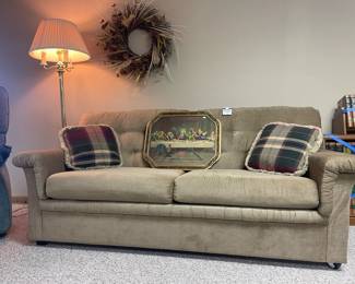 Art Van Neutral Pull Out Sofa Bed, Last Supper Framed Picture 