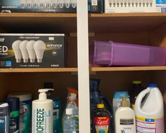 light bulbs, lotions, cleaning supplies