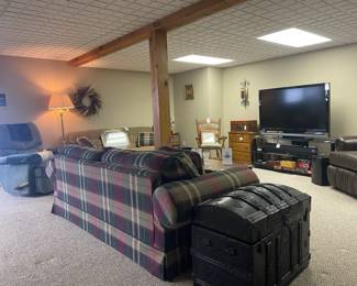 Plaid Pull Out Sofa, Recliner, Milestones of Aviation Hardcover Book 