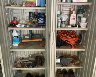Men's shoes,  extension cords, painting supplies