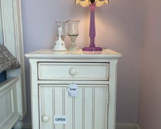 American Signature Furniture Nightstand (B), Hurricane Style Lamp 