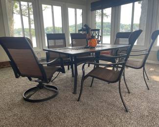 Jaclyn Smith Marion Patio Set, Lantern ,Walking Frog Garden Statue 