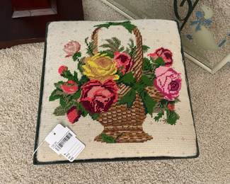 Vintage Needlepoint Footrest,